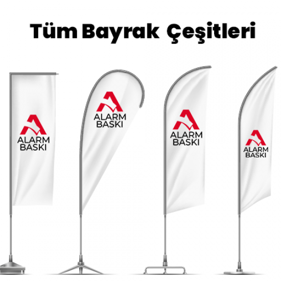 Profesyonel yelken bayrak baskı hizmeti - Alarm Baskı Kişiye özel logo baskılı yelken bayrak modeli